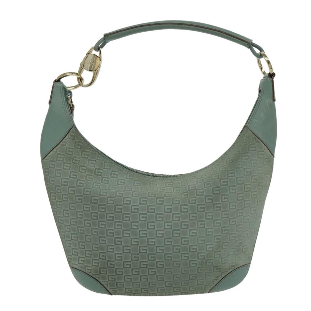 GUCCI Shoulder Bag Suede Blue Gold 001 001 - Picture 13 of 16